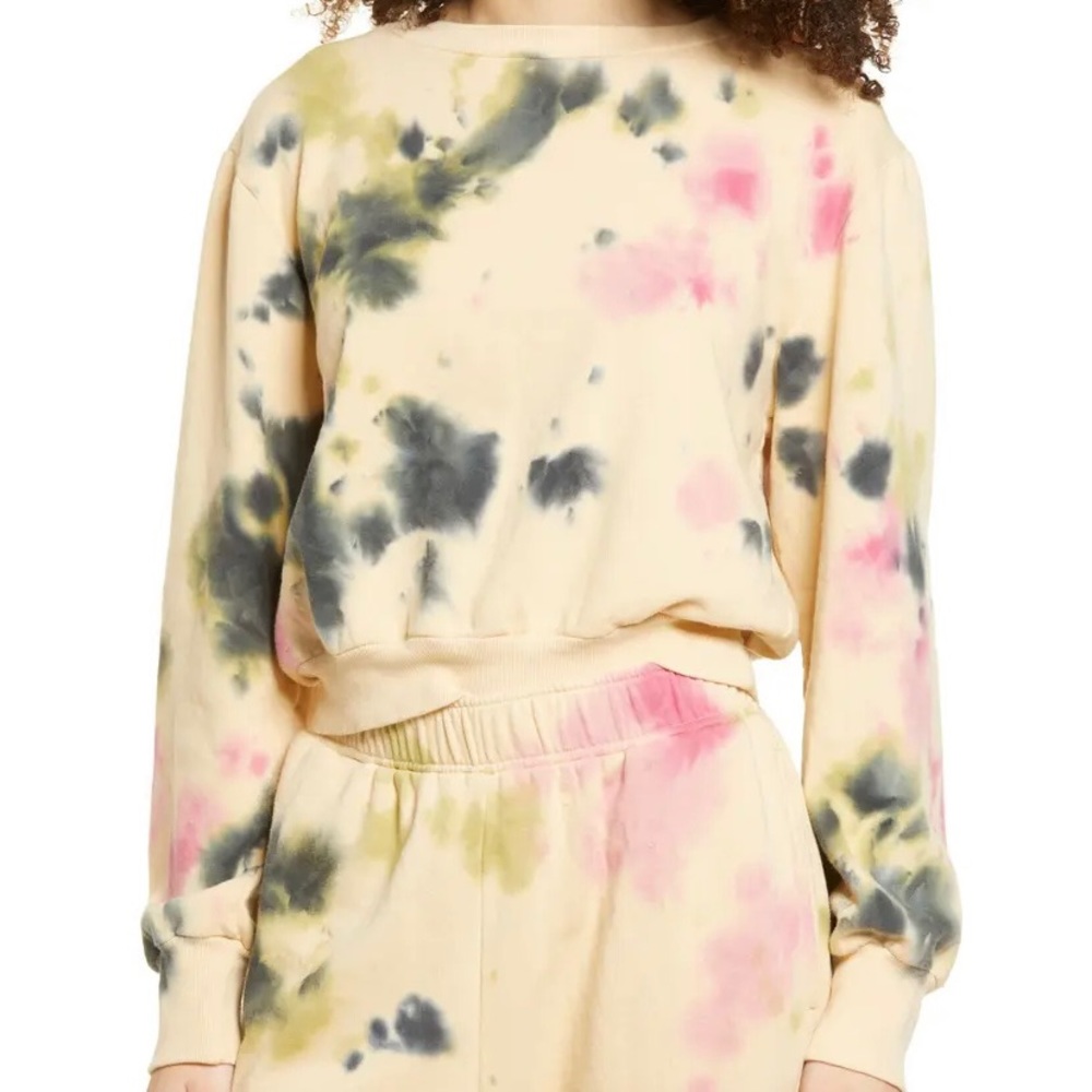 AFRM Sand Crumble Tie Dye Cropped Sweatshirt